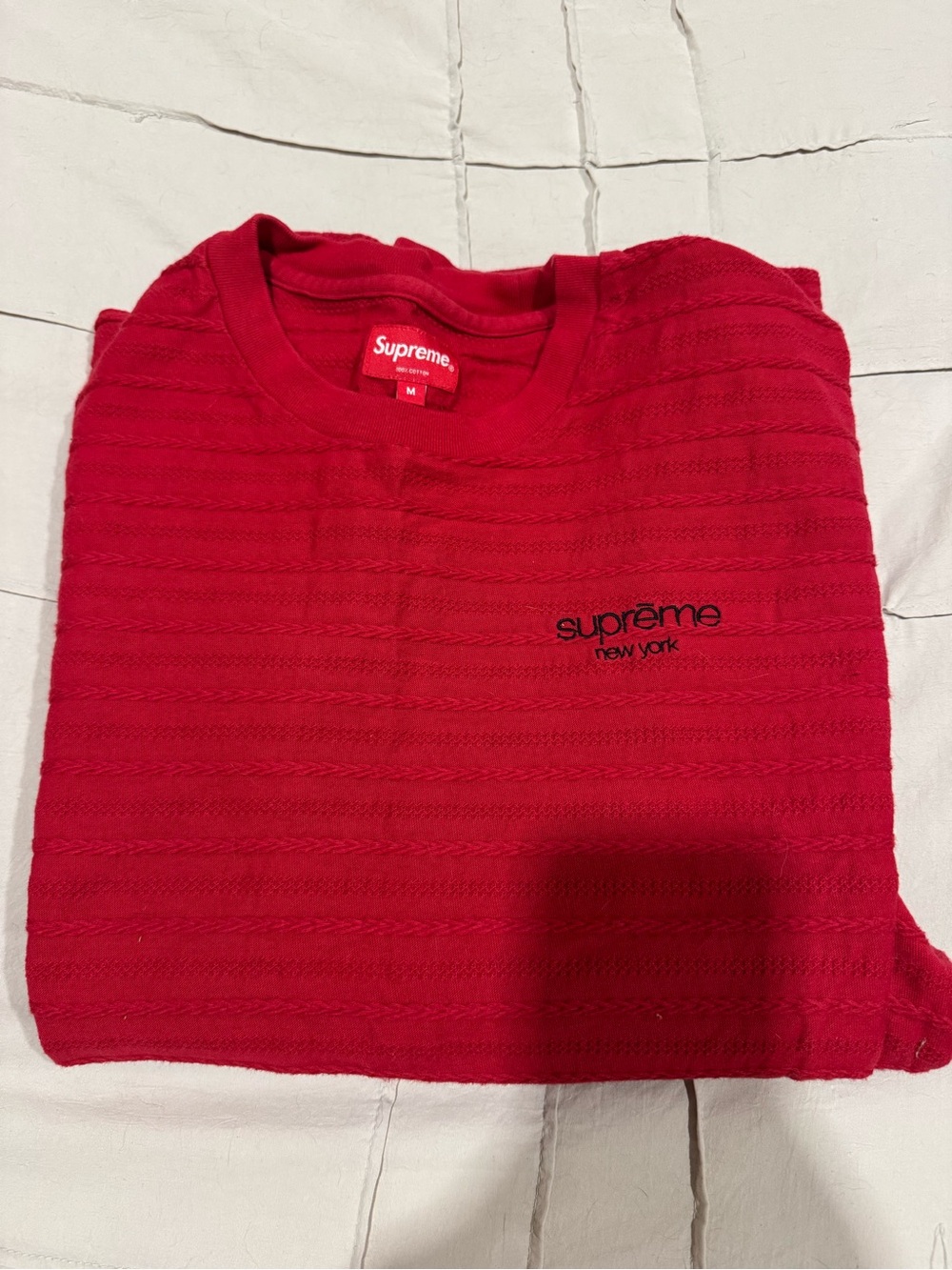 Supreme Red Textured Crewneck Sweater - Men's